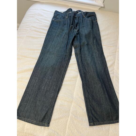 Marc Ecko Jeans Mens 40 Blue Standard Straight Cut Dark Wash Denim Casual - Picture 2 of 3